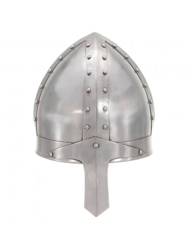 Elmo da Cavaliere Medievale Antico LARP in Acciaio Argento