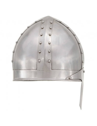 Elmo da Cavaliere Medievale Antico LARP in Acciaio Argento