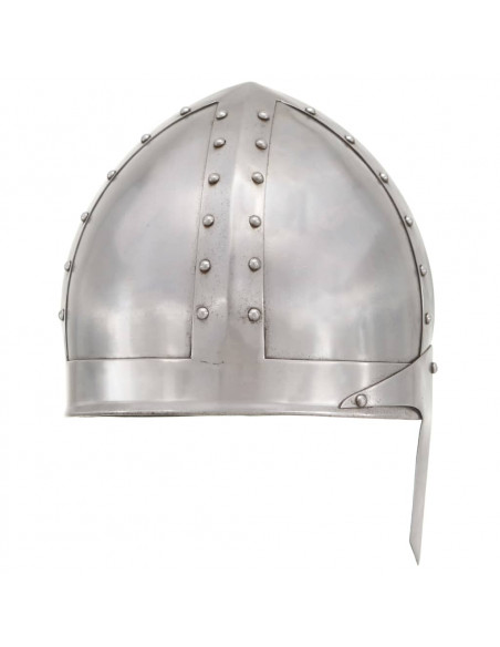 Elmo da Cavaliere Medievale Antico LARP in Acciaio Argento