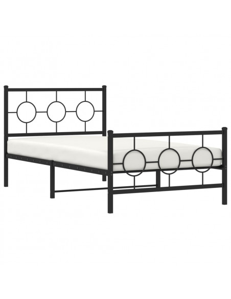 Giroletto con Testiera e Pediera Metallo Nero 100x200 cm