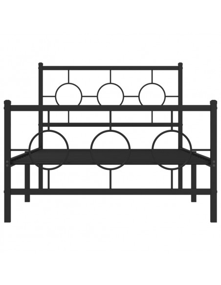 Giroletto con Testiera e Pediera Metallo Nero 100x200 cm