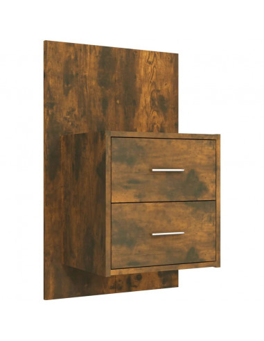 Testiera Letto con Comodini in Legno Multistrato Rovere Fumo