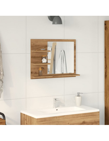 Armadietto a Specchio da Bagno Rovere Artigianale 60x10,5x45 cm