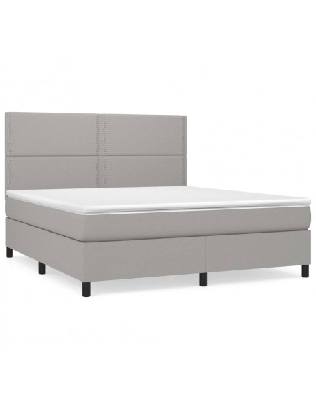 Giroletto a Molle con Materasso Grigio Chiaro160x200 cm Tessuto