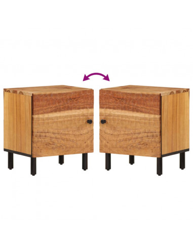 Comodini 2pz 40x33x46 cm in Legno Massello di Acacia