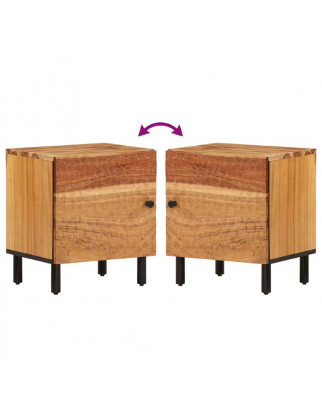 Comodini 2pz 40x33x46 cm in Legno Massello di Acacia