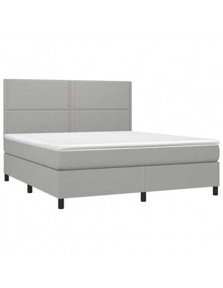 Giroletto a Molle con Materasso Grigio Chiaro160x200 cm Tessuto