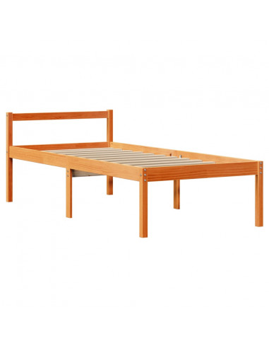 Giroletto con Testiera Marrone Cera 75x190 cm Massello Pino