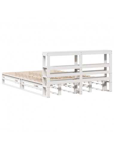 Giroletto con Testiera Bianco 150x200 cm Legno Massello di Pino