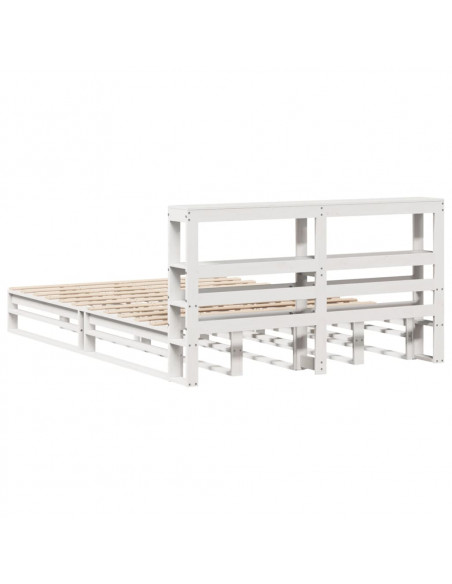 Giroletto con Testiera Bianco 150x200 cm Legno Massello di Pino