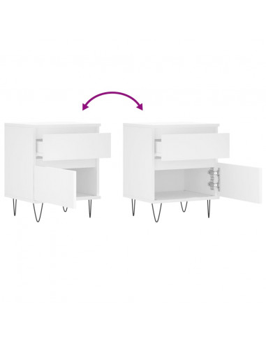 Comodino Bianco 40x35x50 cm in Legno Multistrato