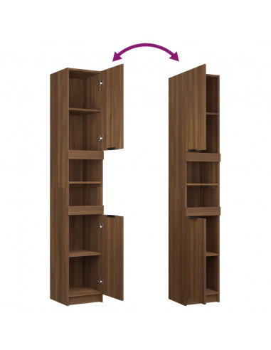 Armadietto Bagno Rovere Marrone 32x34x188,5cm Legno Multistrato