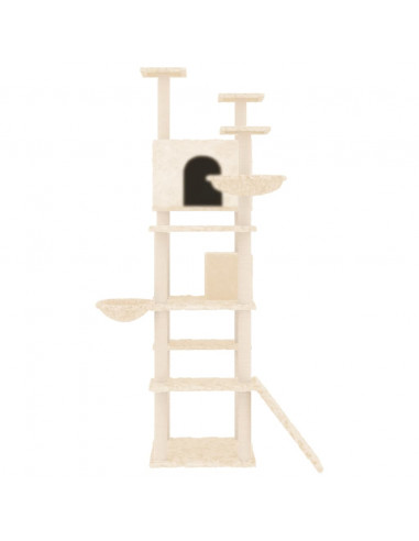 Albero per Gatti con Tiragraffi in Sisal Crema 191 cm