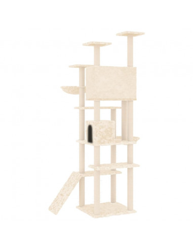 Albero per Gatti con Tiragraffi in Sisal Crema 191 cm