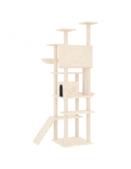 Albero per Gatti con Tiragraffi in Sisal Crema 191 cm