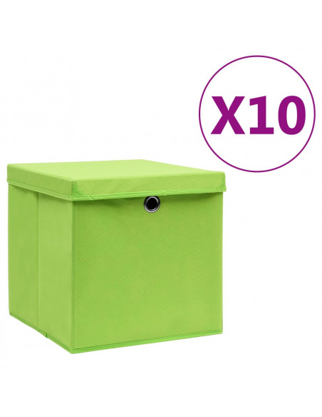 Contenitori con Coperchi 10 pz 28x28x28 cm Verde