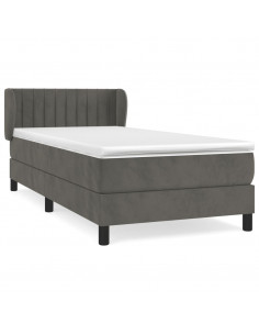 Giroletto a Molle con Materasso Grigio Scuro 90x190 cm Velluto 2