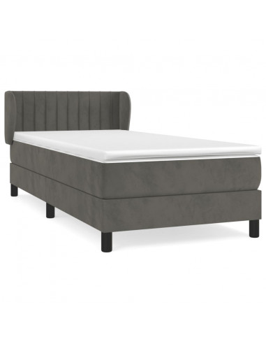 Giroletto a Molle con Materasso Grigio Scuro 90x190 cm Velluto