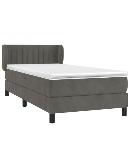 Giroletto a Molle con Materasso Grigio Scuro 90x190 cm Velluto
