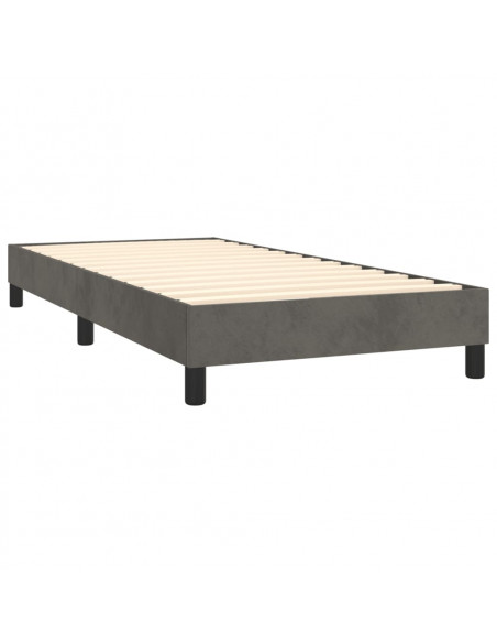 Giroletto a Molle con Materasso Grigio Scuro 90x190 cm Velluto