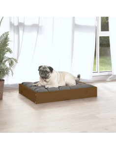 Cuccia per Cani Ambrata 61,5x49x9 cm in Legno Massello di Pino