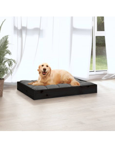 Cuccia per Cani Nera 71,5x54x9 cm in Legno Massello di Pino