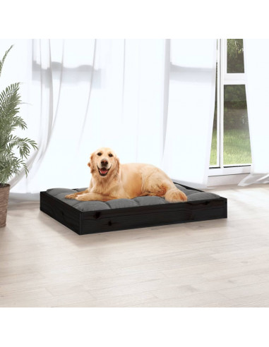 Cuccia per Cani Nera 71,5x54x9 cm in Legno Massello di Pino