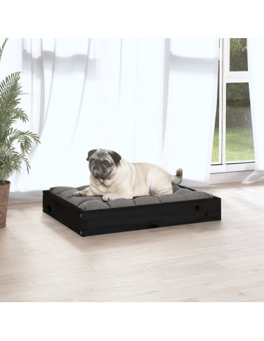 Cuccia per Cani Nera 61,5x49x9 cm in Legno Massello di Pino