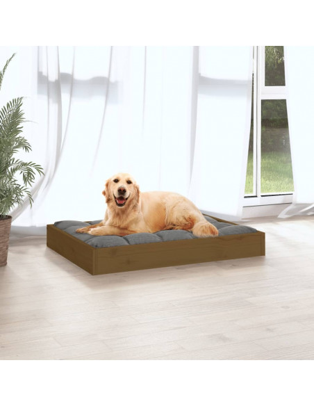 Cuccia per Cani Miele 71,5x54x9 cm in Legno Massello di Pino