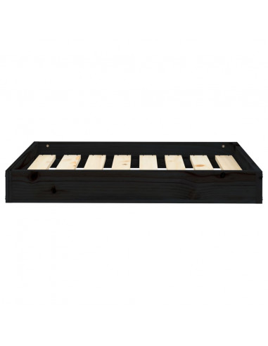 Cuccia per Cani Nera 71,5x54x9 cm in Legno Massello di Pino