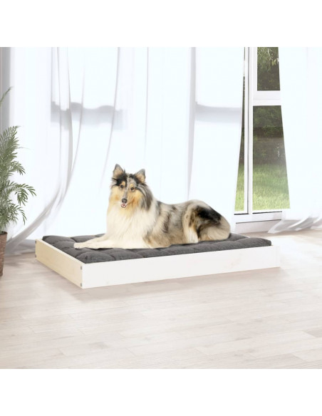 Cuccia per Cani Bianca 91,5x64x9 cm in Legno Massello di Pino