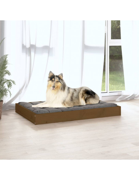 Cuccia per Cani Miele 91,5x64x9 cm in Legno Massello di Pino