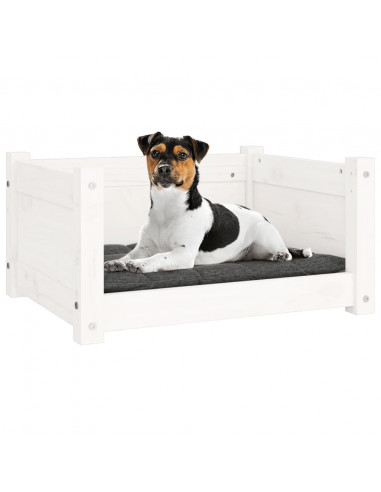 Cuccia per Cani Bianca 55,5x45,5x28cm in Legno Massello di Pino