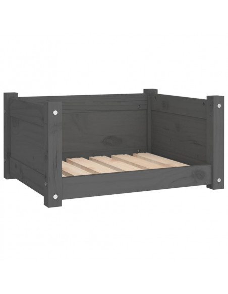 Cuccia per Cani Grigia 55,5x45,5x28cm in Legno Massello di Pino