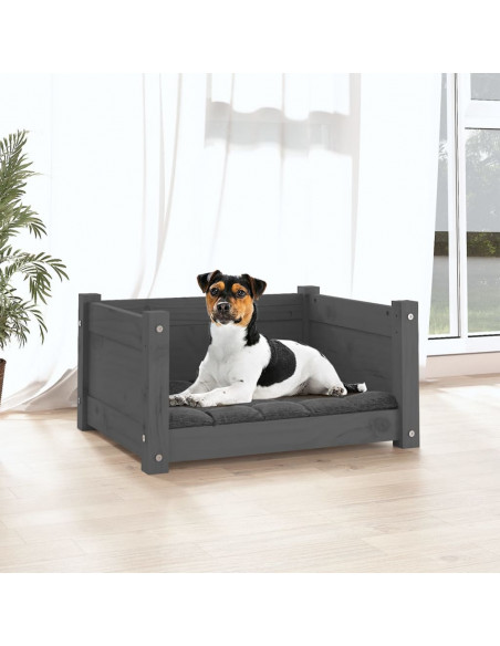 Cuccia per Cani Grigia 55,5x45,5x28cm in Legno Massello di Pino