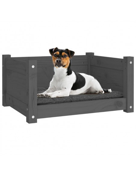 Cuccia per Cani Grigia 55,5x45,5x28cm in Legno Massello di Pino