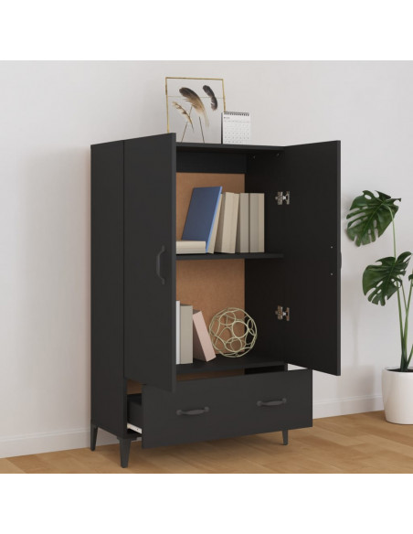 Credenza Nera 70x31x115 cm in Legno Multistrato