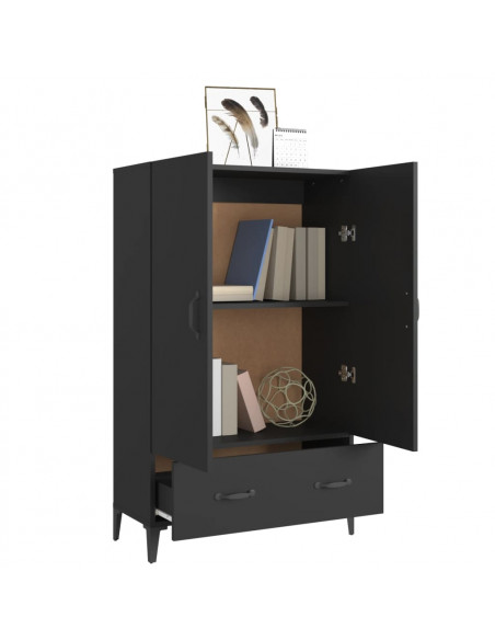 Credenza Nera 70x31x115 cm in Legno Multistrato