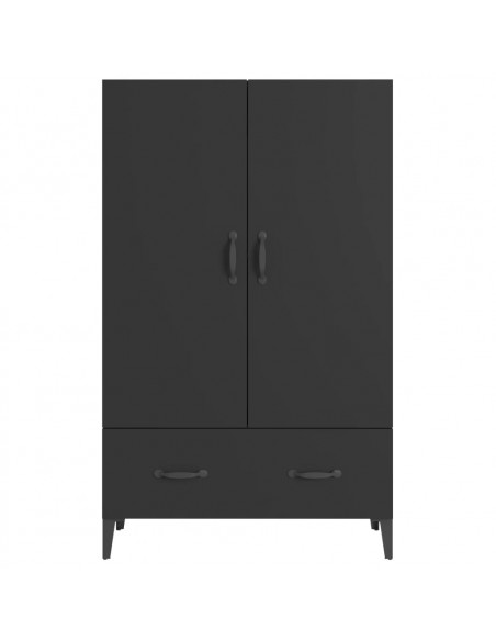 Credenza Nera 70x31x115 cm in Legno Multistrato