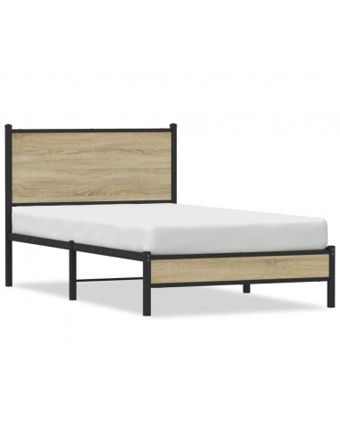 Giroletto con Testiera in Metallo Rovere Sonoma 107x203 cm