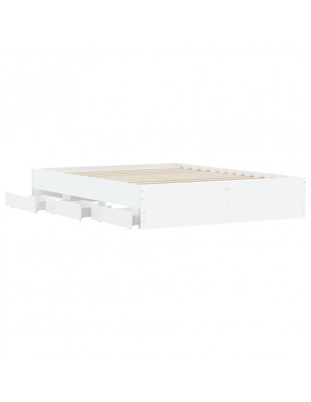 Giroletto con Cassetti Bianco 140x200 cm in Legno Multistrato