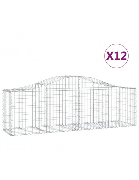 Cesti Gabbioni ad Arco 12 pz 200x50x60/80 cm Ferro Zincato