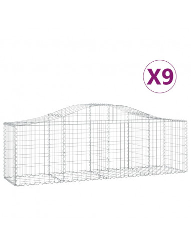 Cesti Gabbioni ad Arco 9 pz 200x50x60/80 cm Ferro Zincato