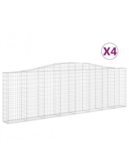 Cesti Gabbioni ad Arco 4 pz 400x30x120/140 cm Ferro Zincato