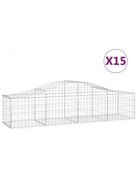 Cesti Gabbioni ad Arco 15 pz 200x50x40/60 cm Ferro Zincato