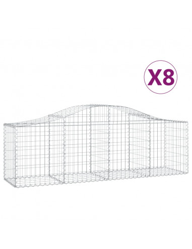 Cesti Gabbioni ad Arco 8 pz 200x50x60/80 cm Ferro Zincato