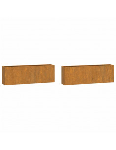 Fioriere da Parete 2 pz Ruggine in Acciaio Corten 53x10x17 cm 2