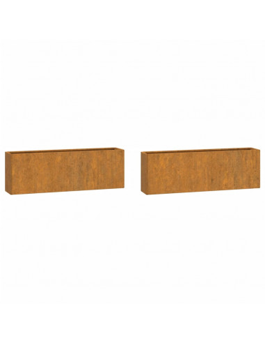 Fioriere da Parete 2 pz Ruggine in Acciaio Corten 53x10x17 cm