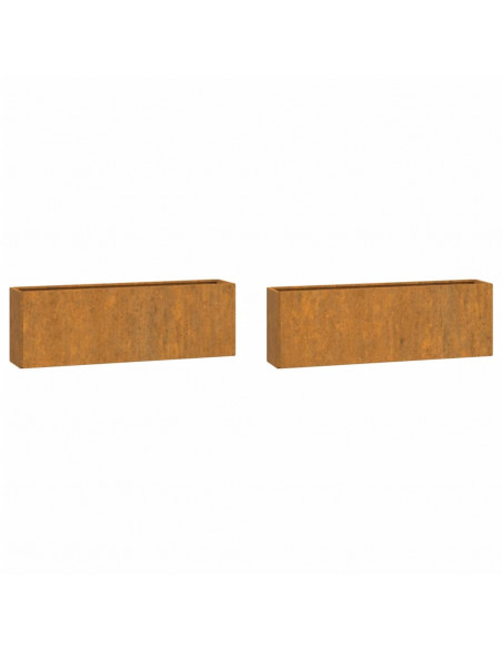 Fioriere da Parete 2 pz Ruggine in Acciaio Corten 53x10x17 cm