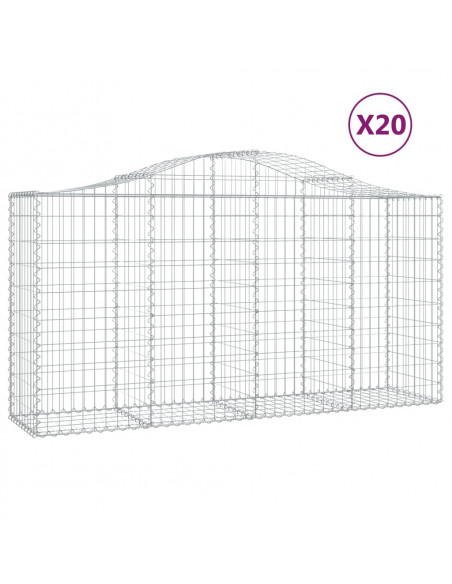 Cesti Gabbioni ad Arco 20 pz 200x50x100/120 cm Ferro Zincato